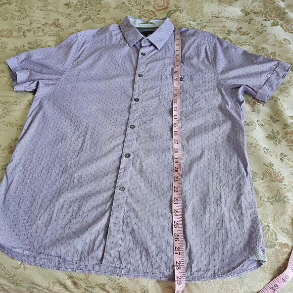 Ted Baker Button Down Short Sleeve Shirt Size 5 Purple With Dots EUC - Picture 6 of 8